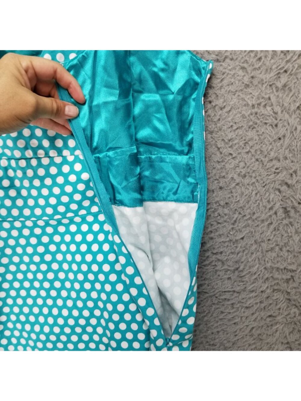 Spense Dress Womens 10 Turquoise Blue & White Polka Dot Sleeveless - Picture 8 of 10